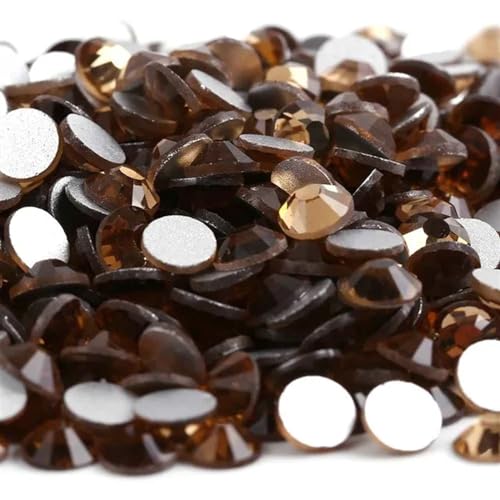 Hotfix Pedrería Cristal sin fijación por calor, diamantes de imitación, Strass cristal superbrillante, decoración artística uñas 3D, ropa vestir DIY(Light Colorado Topaz,Ss2 1440pcs)