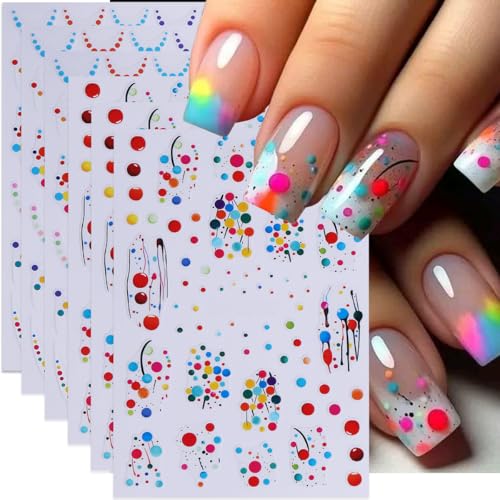 Colorful French Dot Nail Art Stickers Summer Sweet Polka Dot