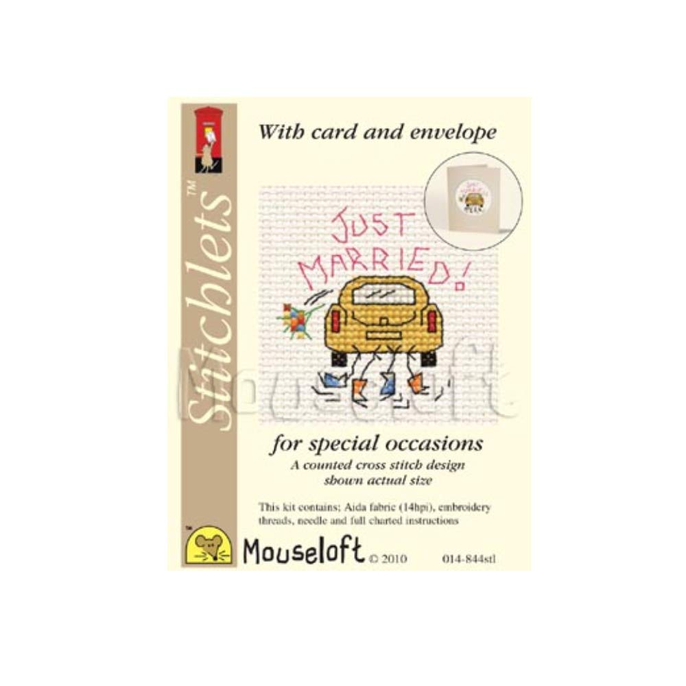 Mouseloft cross stitchlet card Just Married