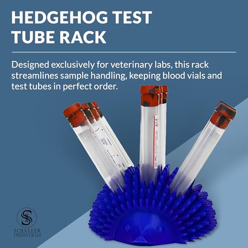 Image of S I Schaller Industries Hedgehog Test Tube Holder, 13mm - Veterinary Blood Test Tube Rack, Holds 12 Vials, Compact Fun Design Organizer for Veterinary and Research Lab Use - Royal Blue