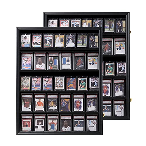 Image of KCRasan 2 Pack 35 Graded Sports Card Display Frame -Baseball Card Display Case Lockable - Trading Card Collector Wall Display Holder for Basketball Football Cards, UV Protection Acrylic