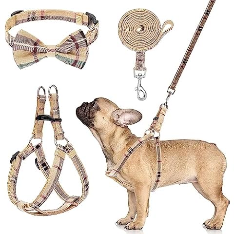 BINGPET Beige Plaid Dog Harness Set Cover