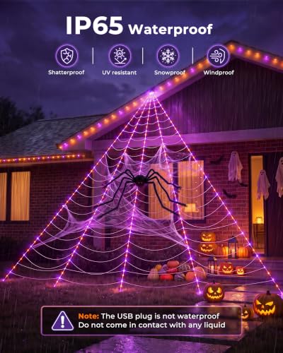  16.4 ft 255 LED Halloween Giant Spider Web Lights Set  - image 5