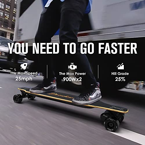 Electric Skateboards,1800W Dual Motors with Remote Control,Top Speed 25MPH,17 Miles Range, Longboard with Belt Drive System,3 Speeds Adjustment,Electric Skateboard for Adults and Youth - Image 4