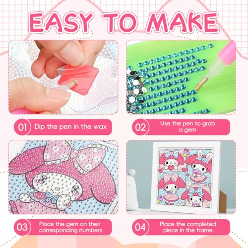 Image of PATPAT Diamond Painting Kit 7 Inch Wooden Frame for Kids | Hands-On Craft Activity, Focused Creative Time, Wooden Frame Display for Beginners