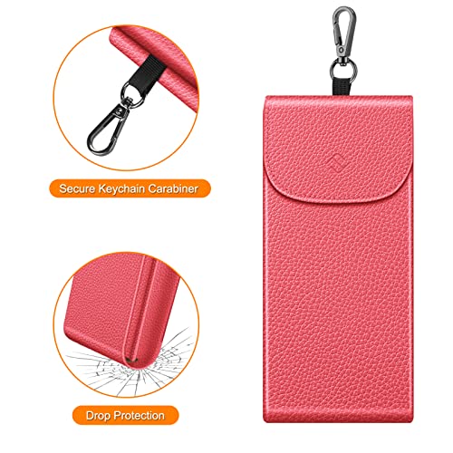 Image of FINTIE Double Glasses Case with Carabiner Hook, Portable Vegan Leather Eyeglass Case Anti-scratch Sunglasses Pouch