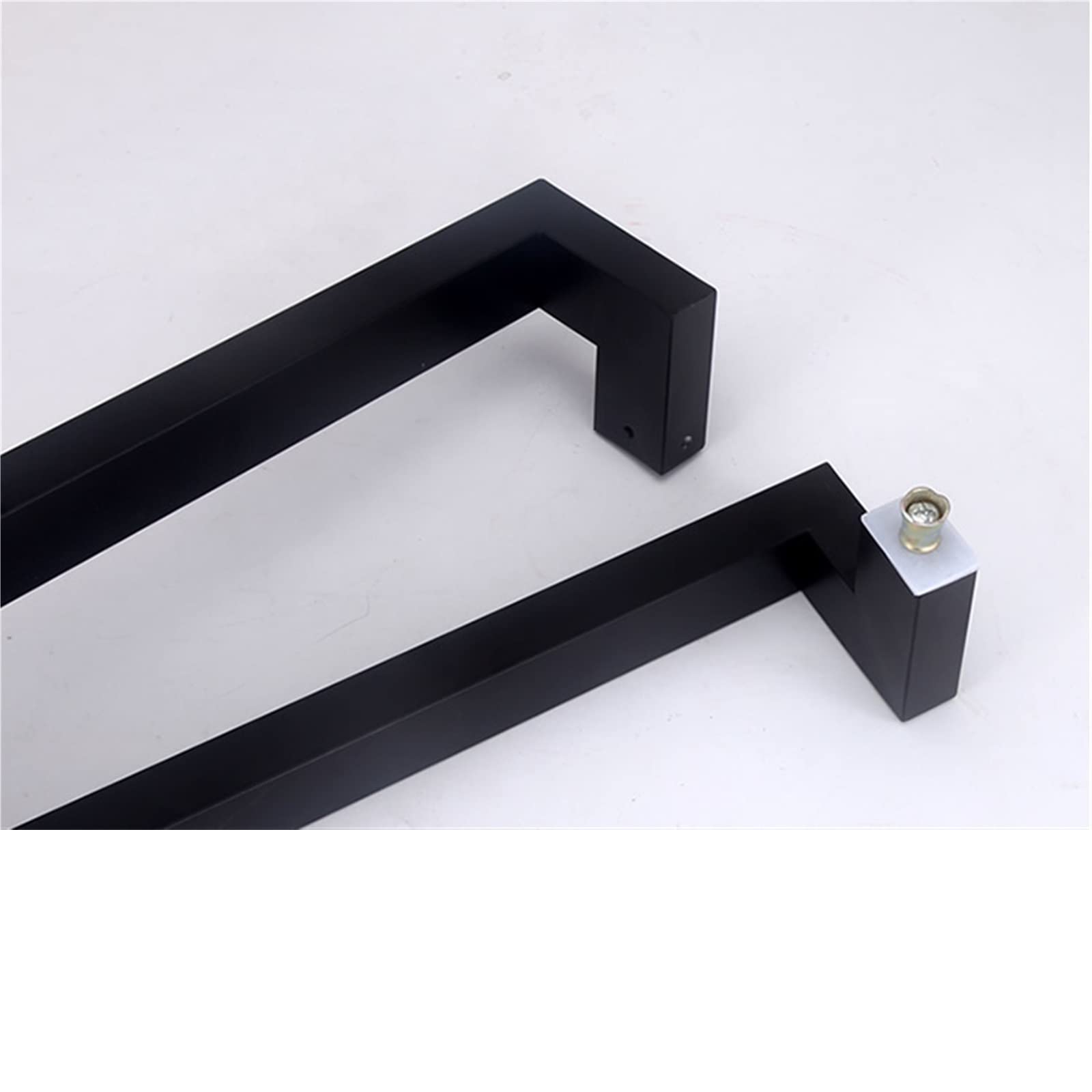 Mango de tubo cuadrado de doble curva, negro mate esmerilado, material grueso de acero inoxidable, KTV, mango de baño