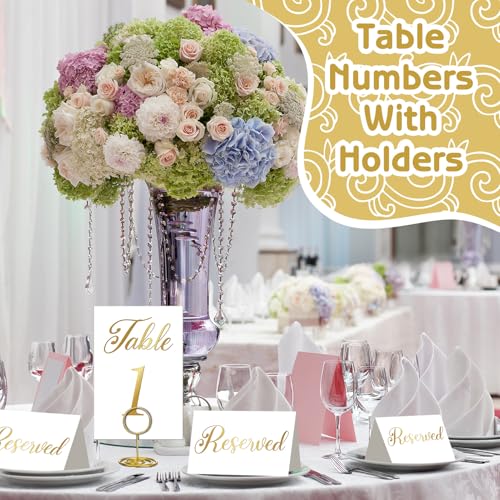 Ovveroche Gold Wedding Table Numbers 1-20 with Place Cards and Holders for Wedding, Anniversary, Party by Ovveroche - Image 4