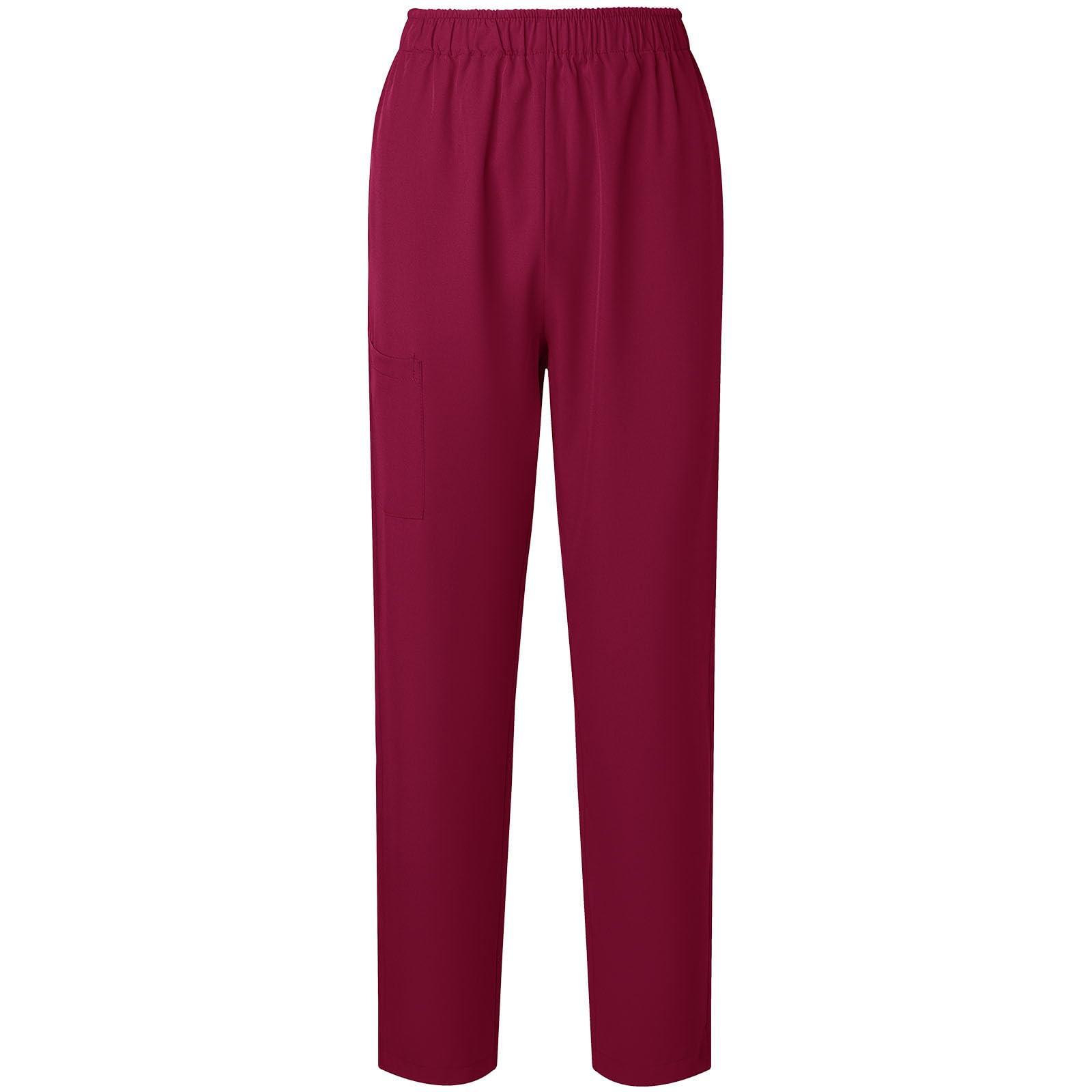 Women Scrub Pants Straight Leg Pull-on Pant Elastic Waist Stretchy Bottoms Nursing Work Trousers with Pocket