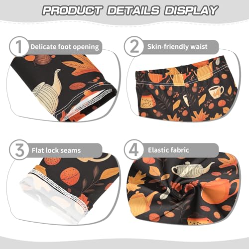 senya Girls Printed Leggings Yoga Pants Maple Leaves Tea Pot Cup Pattern for Kids in 4t to 10 Years, 4T3