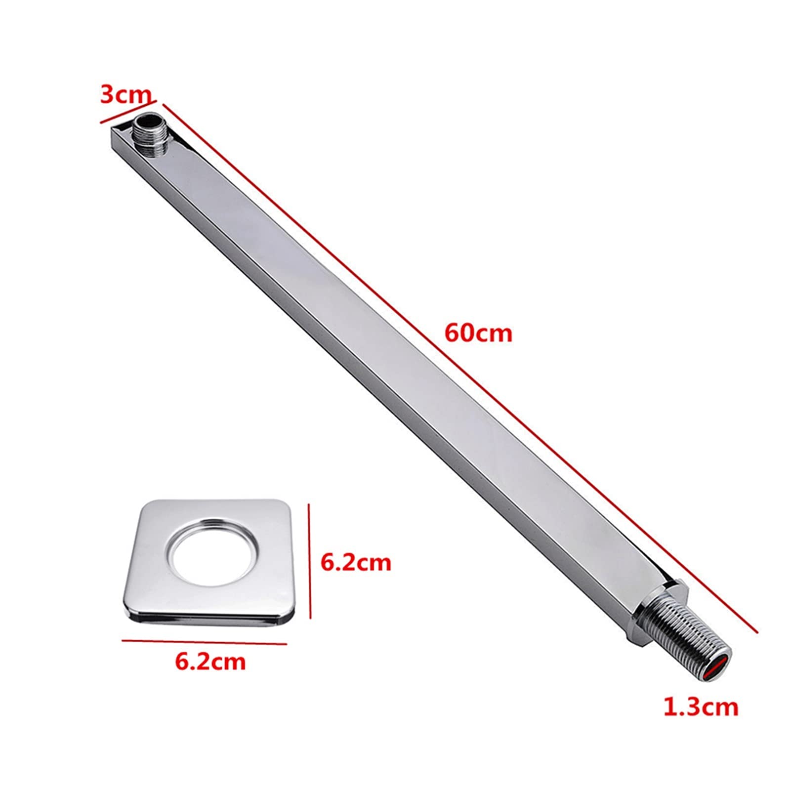 60 cm 61.0 cm montowane na ścianie chromowane ramię prysznicowe srebrne kwadratowe ramiona prysznicowe łazienka akcesoria prysznicowe do deszczownicy głowica prysznicowa ramię