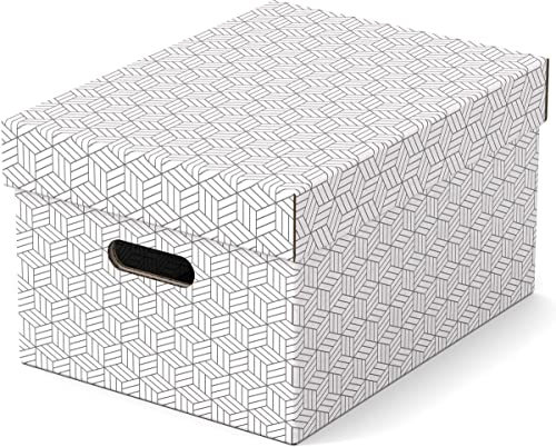 Esselte Set Di 3 Contenitori Medi Con Coperchio In Cartone Riciclato E Riciclabile Al 100%, Ottimali Per Lo Stoccaggio E L'Archiviazione, Design Geome