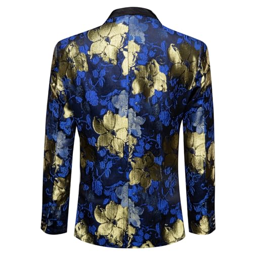 Image of Barry.Wang Mens Floral Blazer Suit Jacket Notched Lapel Casual Sport Coat | Flowers Jacquard One Button Tuxedo for Prom Wedding Party Disco Dinner Banquet Cocktail Homecoming Travel,Regular Fit