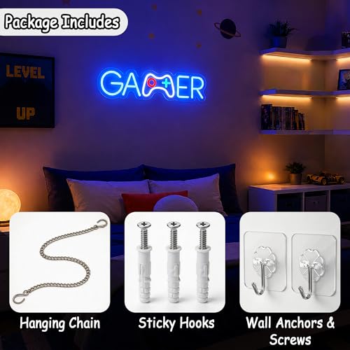 Image of Blue Neon Sign Led Neon Lights Signs for Wall Decor USB Powered Led Signs for Room Decoration-Gamer