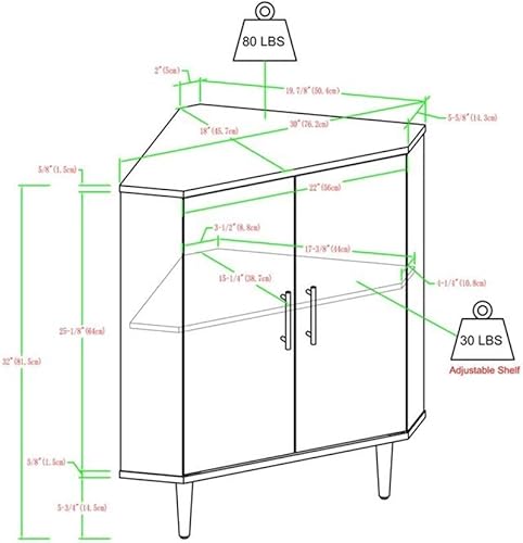 Miniatura 3 de Walker Edison Saxon Mid-Century - Armario esquinero moderno de 2 puertas, 29.9 in, abedul