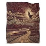 Carretera asfaltada larga y sinuosa, luna, águila pequeña, montaña Ropa Cama Para Adolescente Estampada Manta De Felpa Cómoda Y Suave Y Esponjosa Adecuada Para Sofá Cama Sofá 50x60inch(127x152cm)