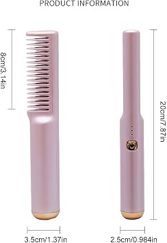 Portable Hair Straightener | Wireless Fast Heating 18W Anti-Calluses | Flick-Resistant Hair Straightening Brush, for Holiday Road Trip, Commuting to Dating, Daily Use