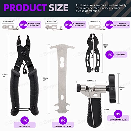 Swpeet 11Pcs Bike Chain Repair Tool Assortment Kit, Including Bike Chain Plier, Bicycle Chain Master Link Pliers - Image 2