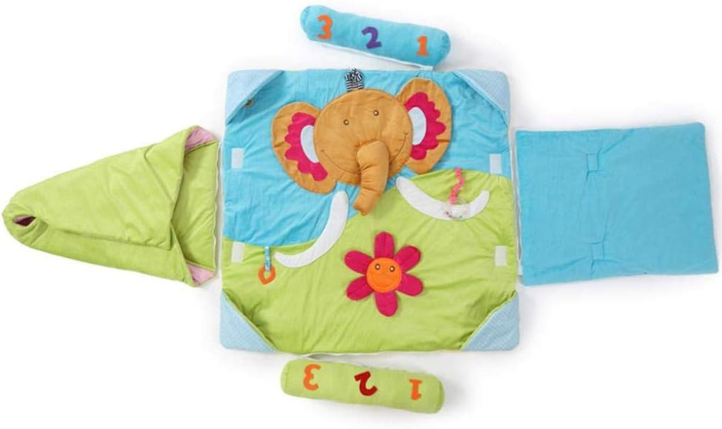Elephants Pattern Baby Gym Activity Play Mat Fitness e with Pendant Toys Infants Activity Centre Newborn Gift (Blue)
