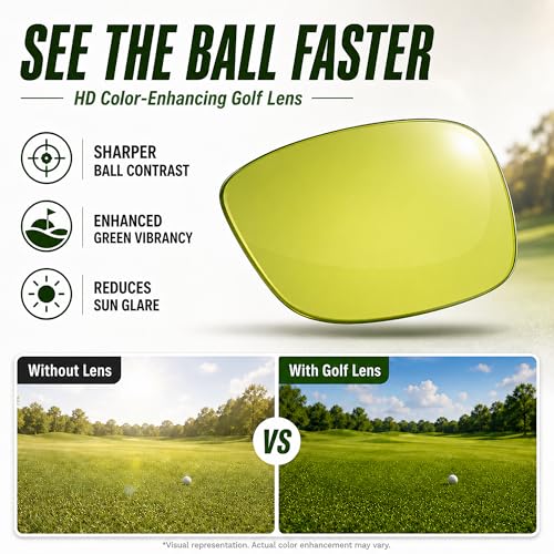 Image of maivnz Golf Sunglasses for Men Women, Golf Ball Finder Glasses, UV400 | HD color-enhancing golf lens, anti-glare, lightweight TR90 frame, adjustable nose pads, impact-resistant, gift-ready box
