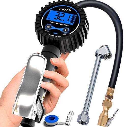 GERCHWAY Digital Tire Inflator with Pressure Gauge and Longer Hose, Air Chuck
