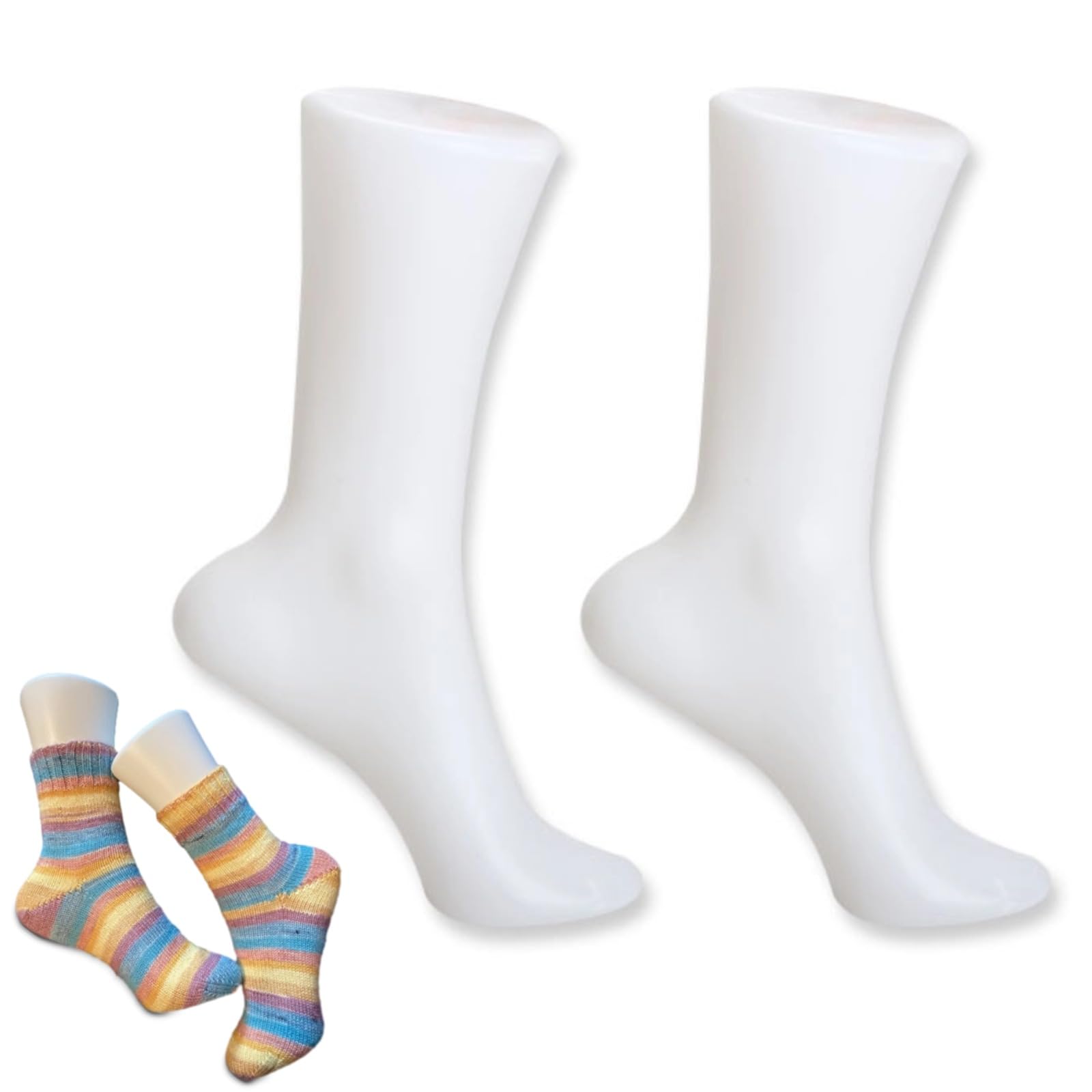 2PCS Foot Mannequin for Socks Female Sock Mannequin Foot Display Model Stand Feet Mannequins for Jewelry Ankle Chain Socks Shoes White Left Right