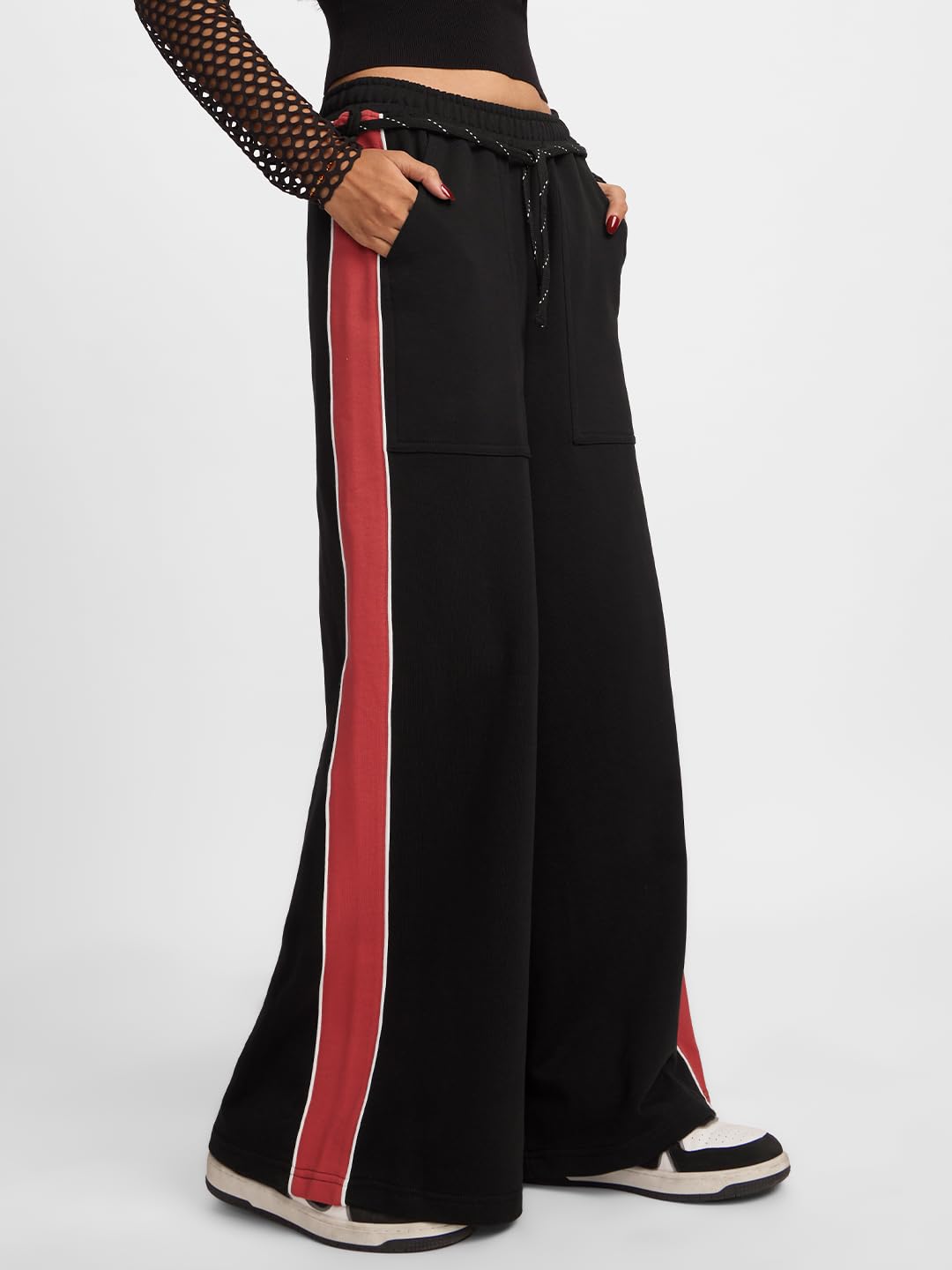 The Souled Store Solids: Onyx Black Women and Girls Drawstringed Cotton Baggy Fit Flared Joggers 3 51oOcefFTSL. SL1440