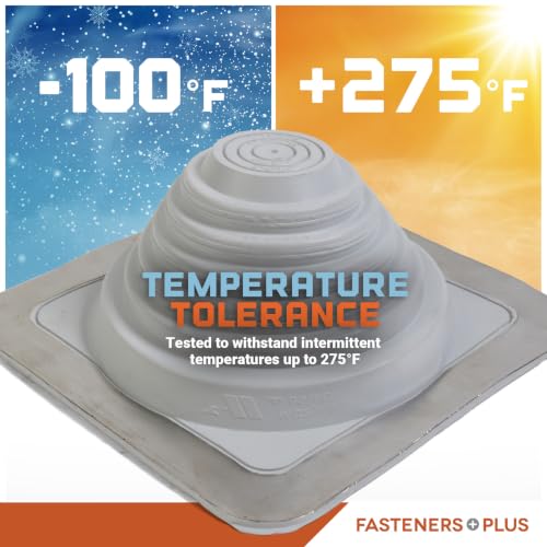 Image of Fasteners Plus #3 Square EPDM Metal Roof Pipe Flashing Boot with Complete Install Kit (Fits 1 /4 inch - 5-3 /4 inch Pipe OD), Gray