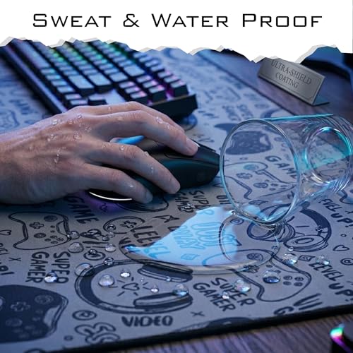 Image of Desk Mat Large XXXL | Computer Desk Mat | Extended Mouse Pad | XXL Mousepad | Gaming Mousepad XXL | Big Mouse Pad | Size - (900x400mm) | Colour - Grey