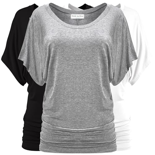 Free to Live 3 Pack Dolman Short Sleeve Business...