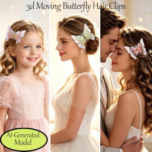 3 Pinzas para cabello mariposa 3D en pack miniatura 2