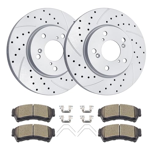 Image of Acinoparts Front Brake Kit Drilled and Slotted Rotors Ceramic Brake Pads
