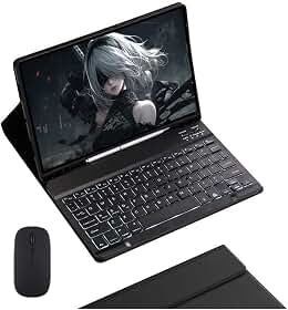 Capa Para Tablet, Capa + Mouse e Teclado Magnético Bluetooth Destacável Para IPad 9ª/ 8ª /7ª Geração (Preto, Teclado retroiluminado)