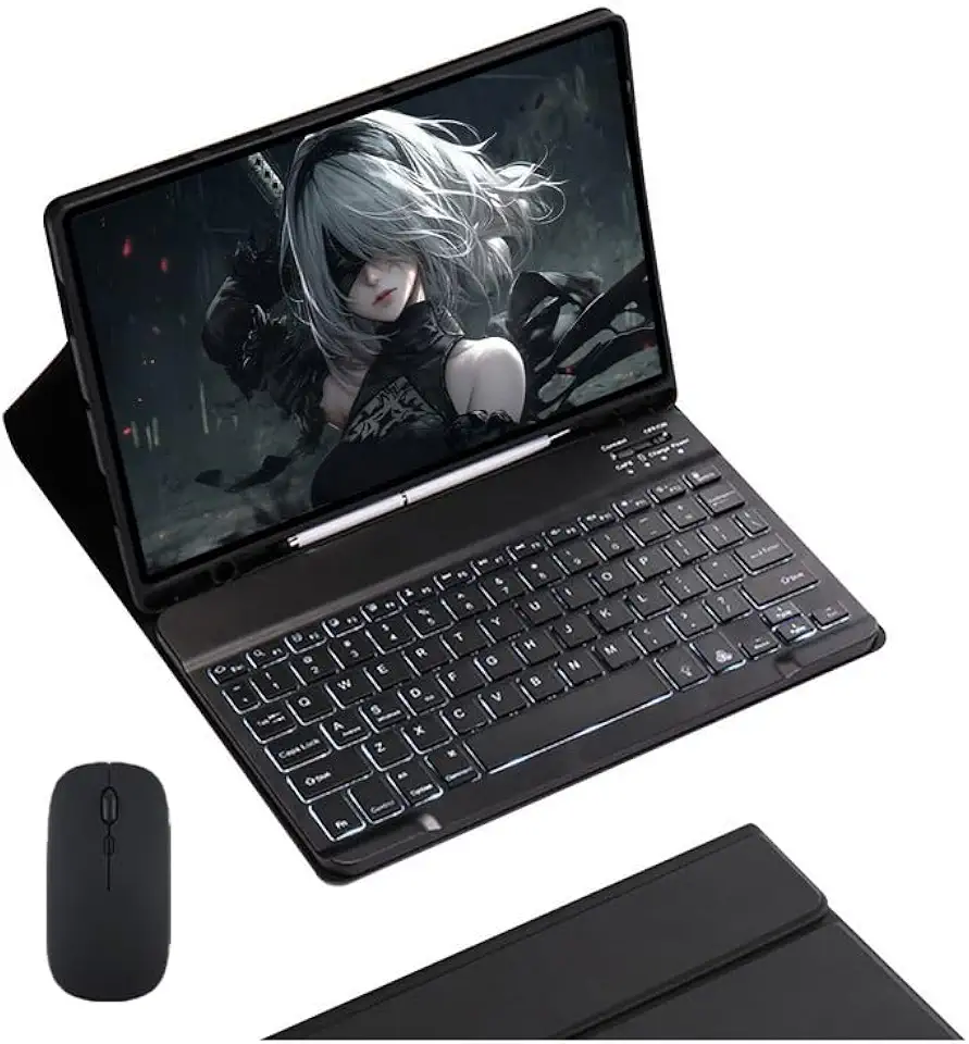 Capa Para Tablet, Capa + Mouse e Teclado Magnético Bluetooth Destacável Para IPad 9ª/ 8ª /7ª Geração (Preto, Teclado retroiluminado)