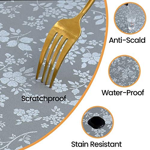 Image of Romanstile Waterproof Vinyl Tablecloth Round, 60 x 60 Inch, Rose Grey