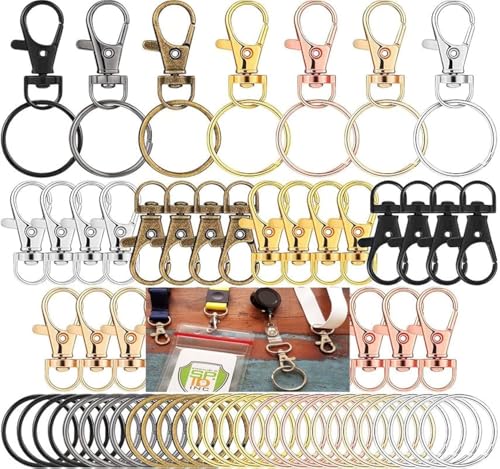 Image of DIY Crafts 10 Pcs, Bronze, Keychain Hooks with D Rings Set Purse Hardware Lanyard Snap Hooks Multicolor Metal Swivel Clasps with D Rings and Slide Buckle for Purses Keychain (10 Pcs, Bronze)