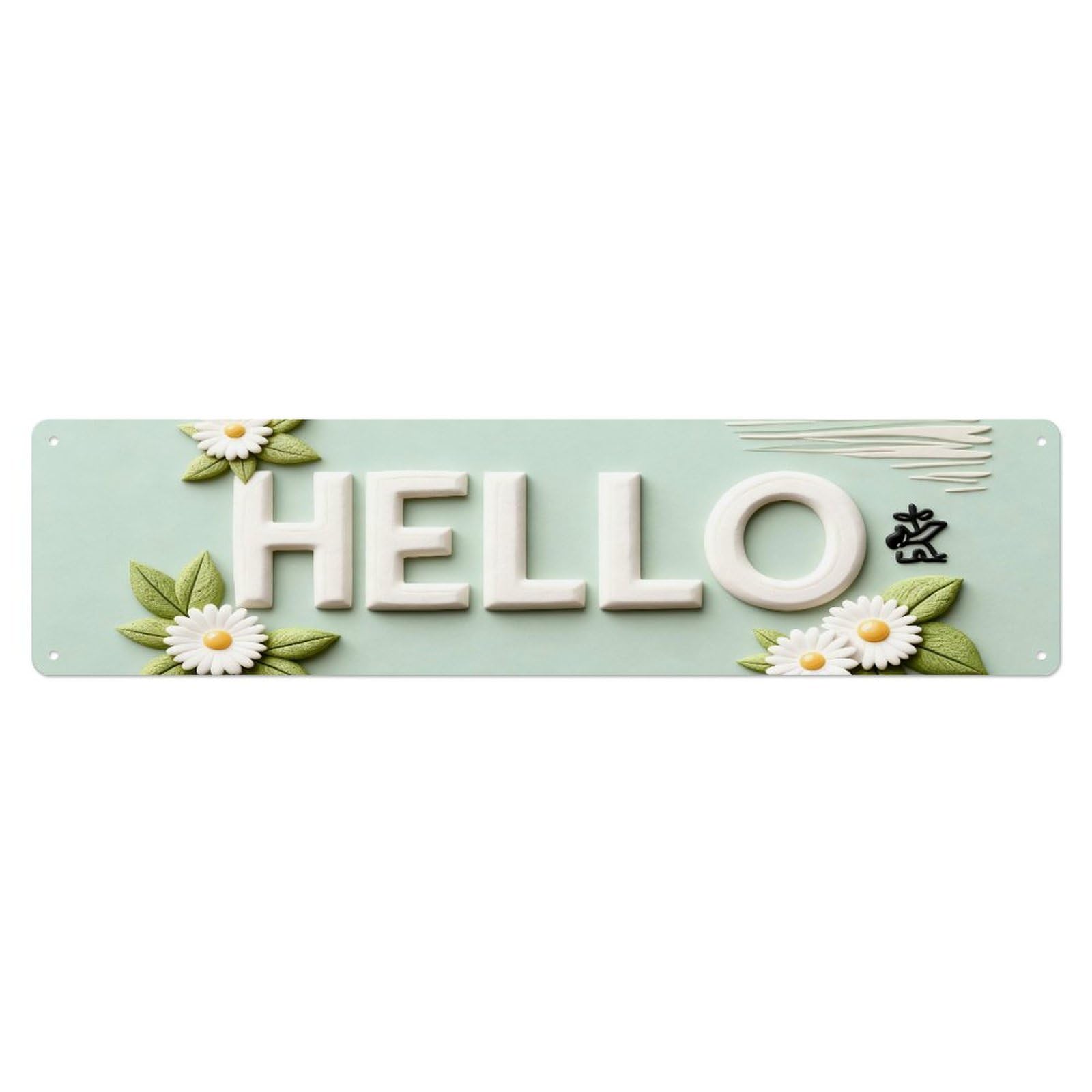 Hello Floral Leaf Pattern Design Metal Tin Sign Plaque
