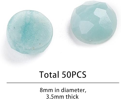 Miniatura 2 de 50 unidades de piedra de chakra de cuarzo facetado de 0.315 in de Tiendaita natural, cabujones de chakras de cúpula media redonda, cristales de