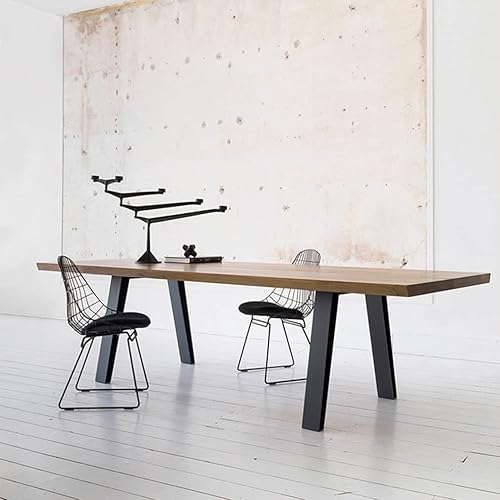 Miniatura 5 de Mesa moderna de madera maciza simple para el hogar, dormitorio, oficina, sala de reuniones, escritorio de computadora, patas de metal fuertes