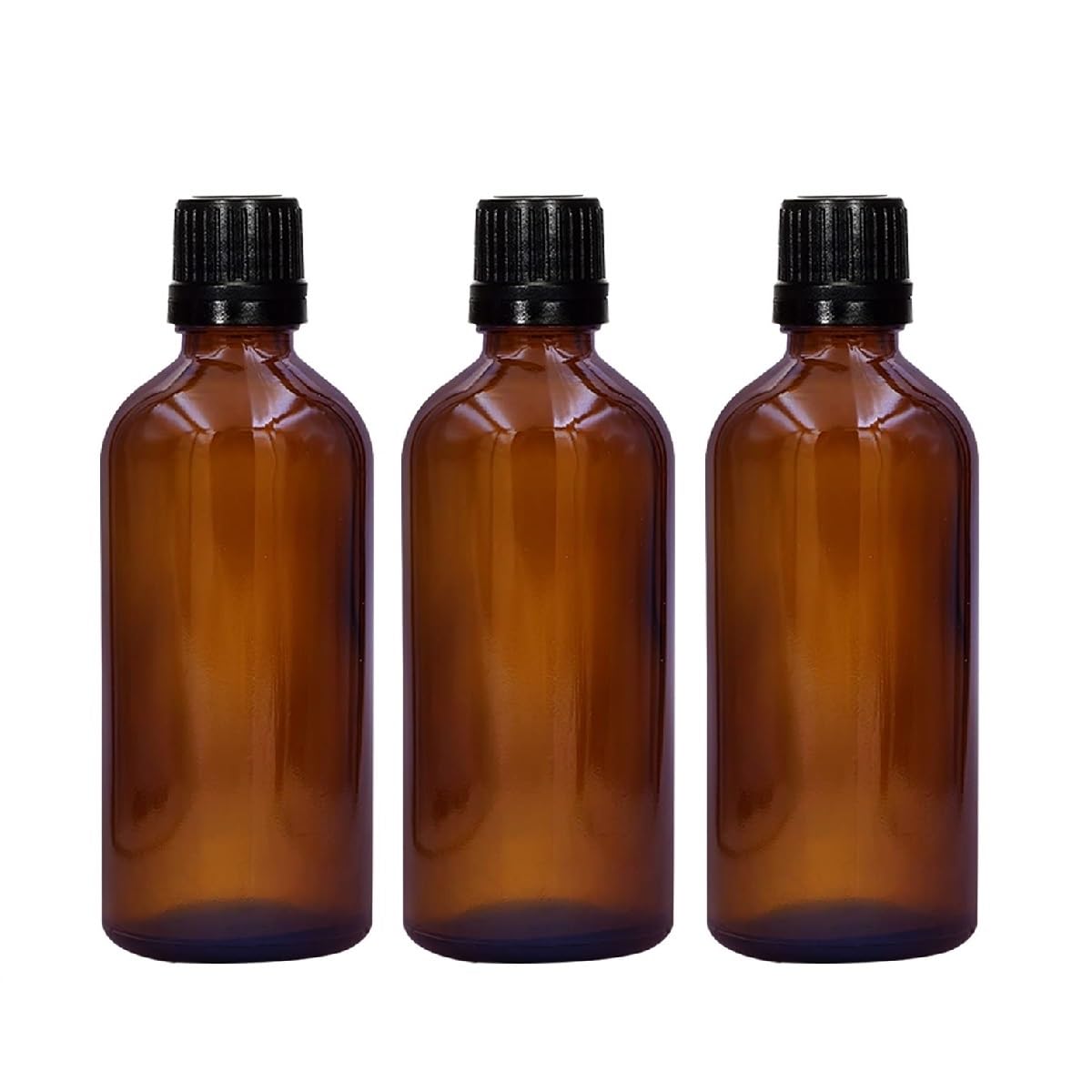 Empty Amber Glass Bottle 100ml, Set of 3 with Leak Proof Euro Dropper Black Cap. Ideal to Store Essential Oils, Fragrances, Medicines, DIY Perfumes, Homeopathy & Refillable