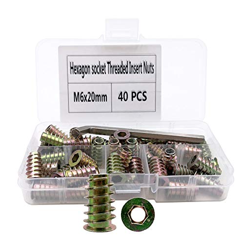 Bardland M6-20 tuercas hexagonales de aleación de zinc tuercas roscadas M6 tuercas insertables para muebles de madera