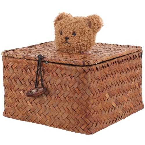 PAMINGONO Natürlich Geflochtener Seegras aufbewahrungskorb mit Deckel...