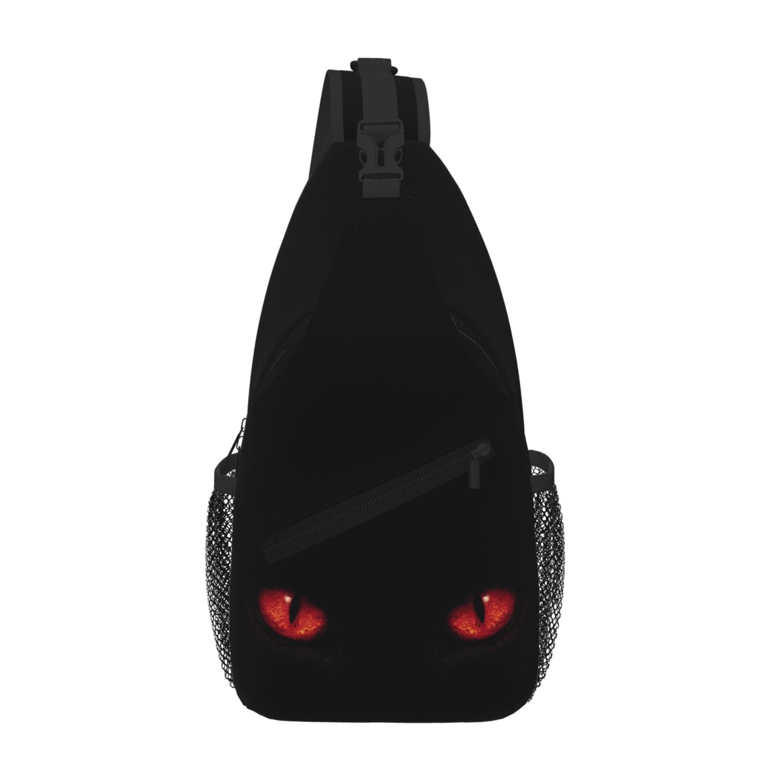 SUPLUCHOM Sling Bag Red Eyes Cat Hiking Daypack Crossbody Shoulder Backpack Travel Chest Pack for Men Women
