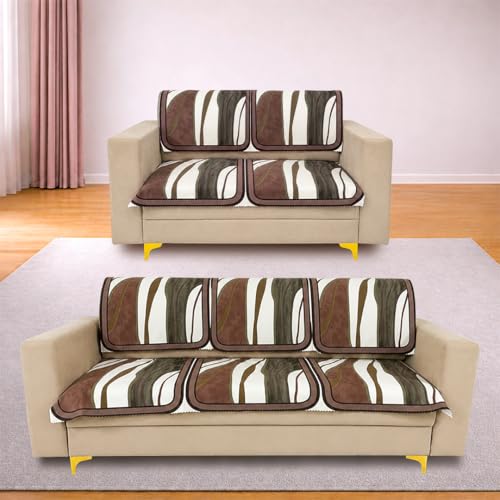 Image of Homerz Premium 'Luxe Series' Holland Velvet Sofa Cover | Smooth Finish | Anti-Skid Fleece Backing | Soft Touch Couch Protector for Living Room (Ocean Crest, 5 (3+2) Seater, Seat Cover with Backrest)