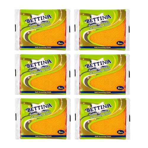 12pc Bettina Golden Fleece Scouring Cloths Washing Up Scrubbing Sponge Cloths