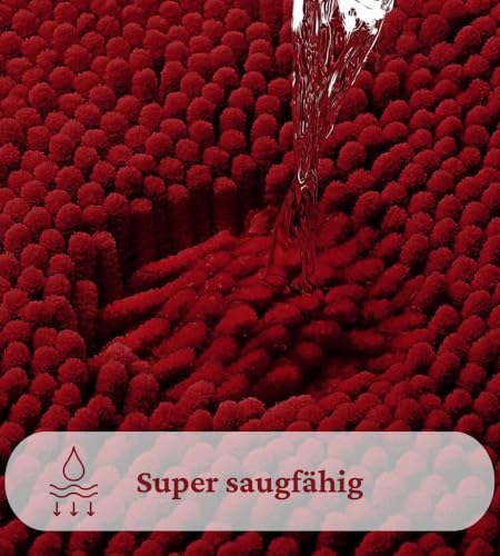 Tapis de bain super absorbant et doux 80x50 cm lavable rouge - 5