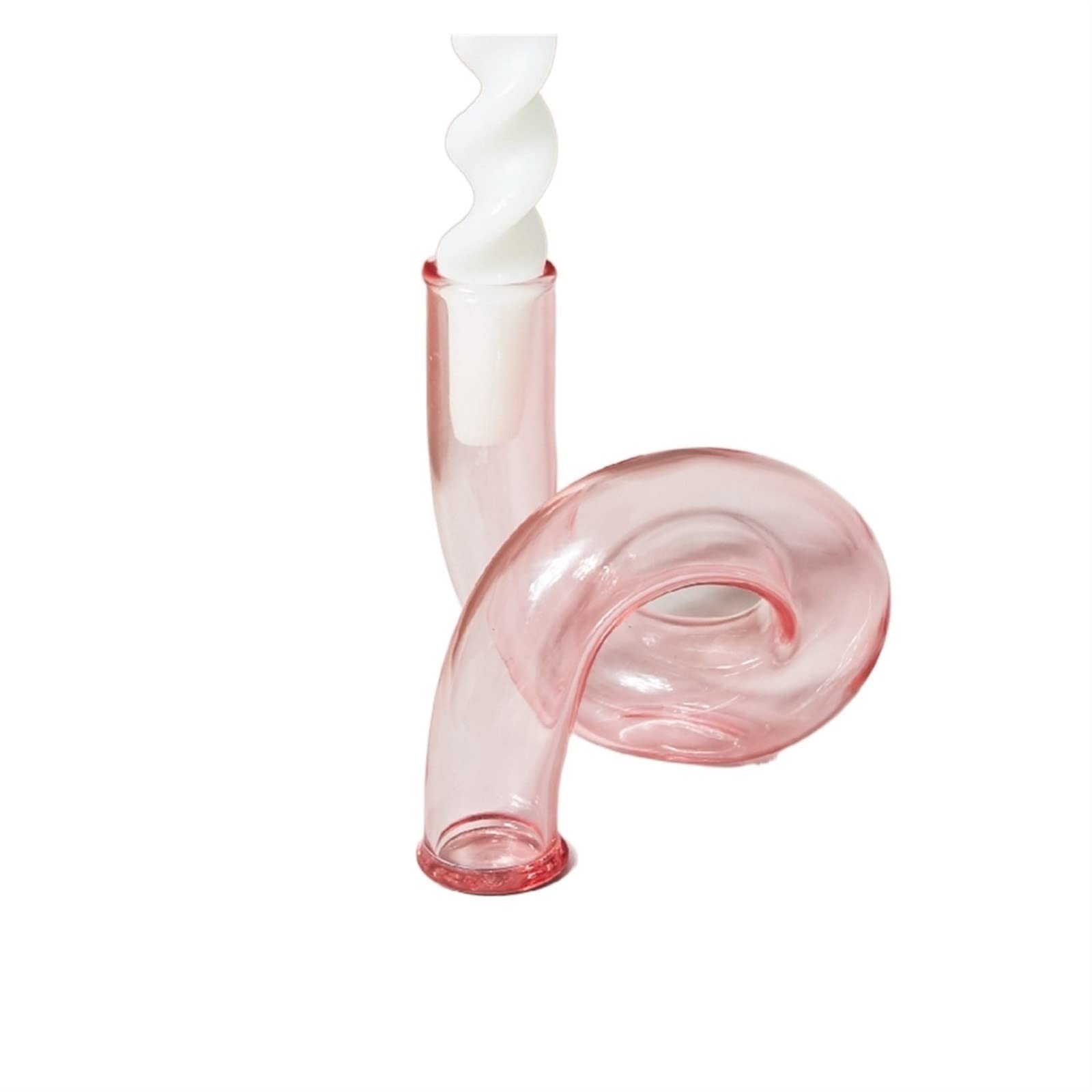 Candlestick Candle Holders Glass Vases Clear Flower Vase Candle Holders Wedding Centerpieces Home Decoration Table Candlestick Holder(Pink vase)