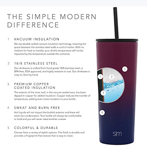 Simple Modern Insulated Tumbler with Lid and Straw | Iced Coffee Cup Reusable Stainless Steel Water Bottle Travel Mug… - Imagen 7