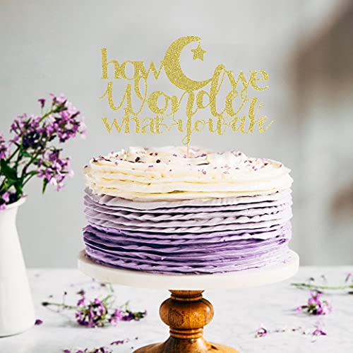 How We Wonder What You Are Cake Topper - Gender Reveal Party, Baby Shower Decoration. Boy Or Girl, Baby Sprinkle Decor, Gold Glitter, Smash Cake, Photo Props #TOP3