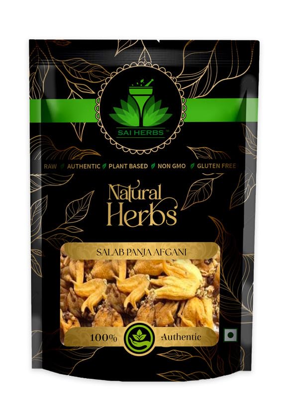 SAI HERBS Salab Punja Afghani Ayurvedic Raw Herb - Salab Panja Ayurvedic Raw Herb - Salam Panja Afghani Ayurvedic Raw Herb - Hatta Haddi Ayurvedic Raw Herb - Marsh Orchid - Pure & Natural (100 Grams)